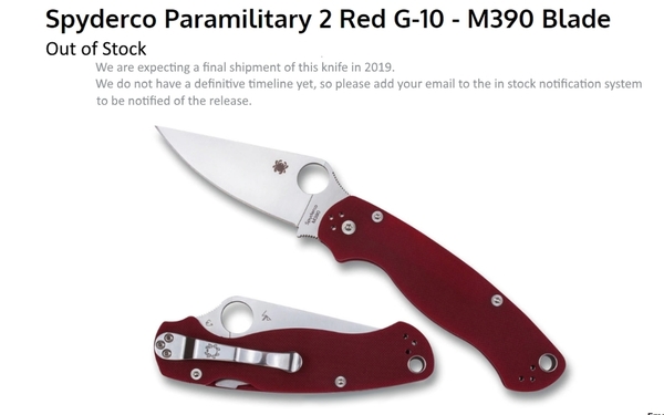 DLT Spyderco Paramilitary 2 Red G-10 - M390 Blade