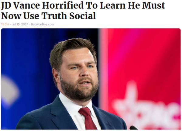 JD Vance Horrified To Learn He Must Now Use Truth Social